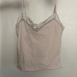 Cute beige tank top with lace. Great for layering, works casual or dressy.